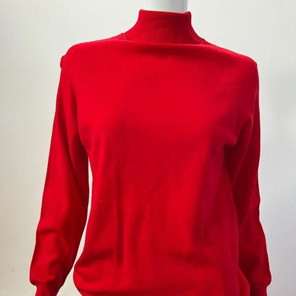 Designers Originals Vintage Red Mock Neck Sweater With Back Zipper Closure & Rag - Picture 2 of 16